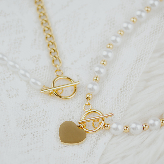 Naszyjnik gold STAL SZLACHETNA POZŁACANA perły