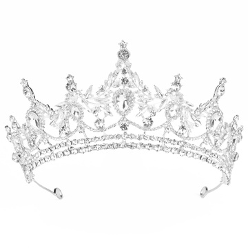 DIADEM Korona Tiara MISS GLOW ŚLUBNY srebrny cyrkonie KRYSZTAŁY
