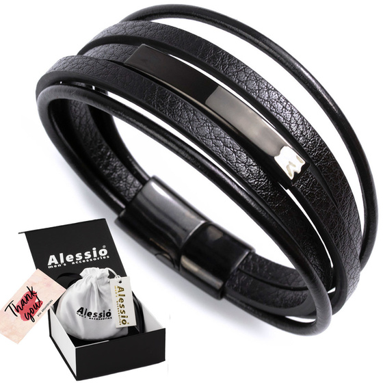 Bransoletka PLECIONA  STAL SZLACHETNA 316L SKÓRA