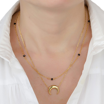 Naszyjnik podwójny złoty STAL SZLACHETNA POZŁACANA