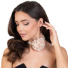 Naszyjnik CHOKER ozdobny KWIAT na szyję róża na rzemyku elegancki ECRU