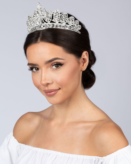 DIADEM Korona Tiara MISS GLOW ŚLUBNY srebrny cyrkonie KRYSZTAŁY
