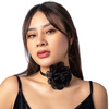 Naszyjnik CHOKER ozdobny RÓŻA na szyję KWIAT elegancki CZARNY WSTĄŻKA