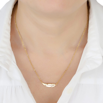 Naszyjnik piórko STAL SZLACHETNA POZŁACANA