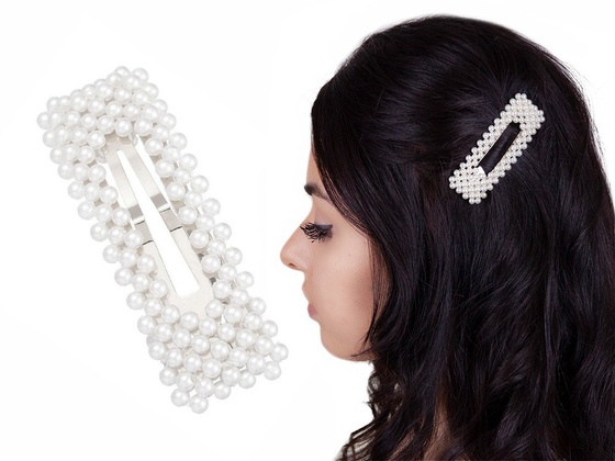 SPINKA DO WŁOSÓW perełki PERŁY prostokątna SREBRNA