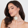 CHOKER Naszyjnik ozdobny KWIAT na szyję róża na rzemyku elegancki