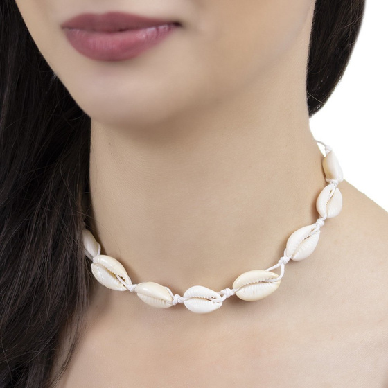 CHOKER naszyjnik Z MUSZELEK biały MUSZELKI