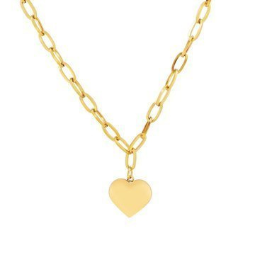 Naszyjnik SERCE łańcuch STAL SZLACHETNA POZŁACANA