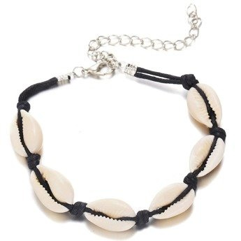 BRANSOLETKA NA NOGĘ muszelki MUSZLE czarna