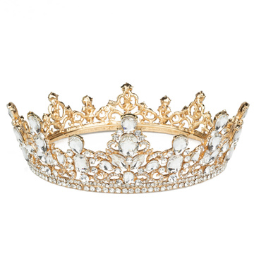 KORONA Diadem Tiara MISS GLOW ŚLUBNA ZŁOTA cyrkonie KRYSZTAŁY