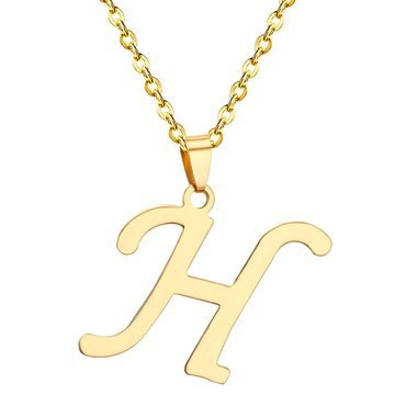 NASZYJNIK litera H STAL SZLACHETNA POZŁACANA