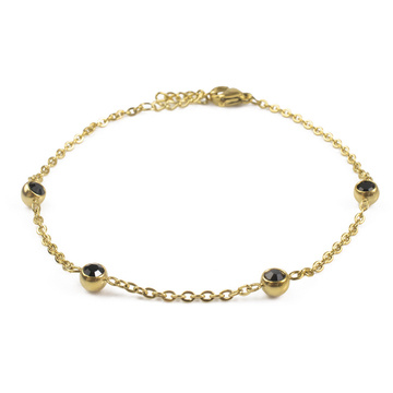 Bransoletka koraliki STAL SZLACHETNA POZŁACANA