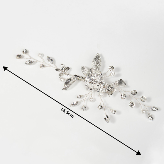 OZDOBA ŚLUBNA do włosów SPINKA do włosów SREBRNA