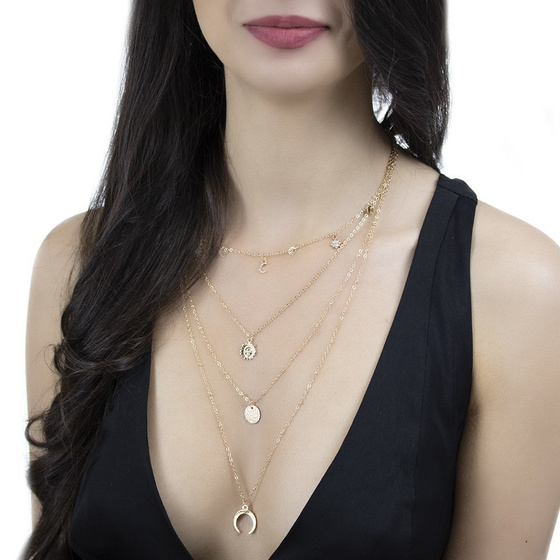 CHOKER NASZYJNIK złoty KSIĘŻYC SŁOŃCE cyrkonie