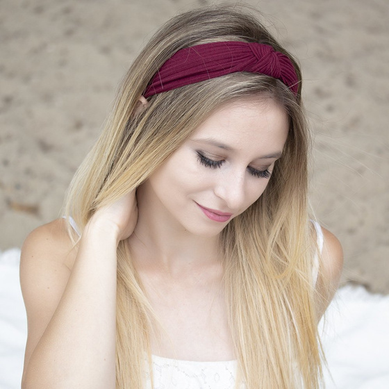 OPASKA DO WŁOSÓW bordowa WĘZEŁ szeroka TURBAN