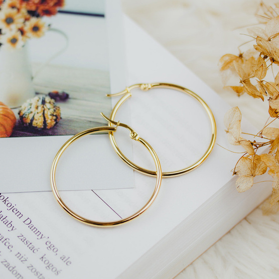 Kolczyki KOŁA kółka STAL SZLACHETNA POZŁACANA