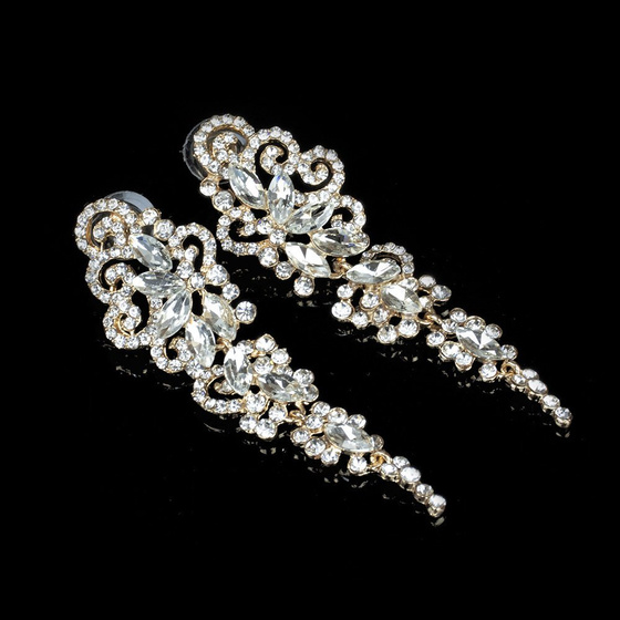 KOLCZYKI złote CYRKONIE wiszące ŚLUBNE długie