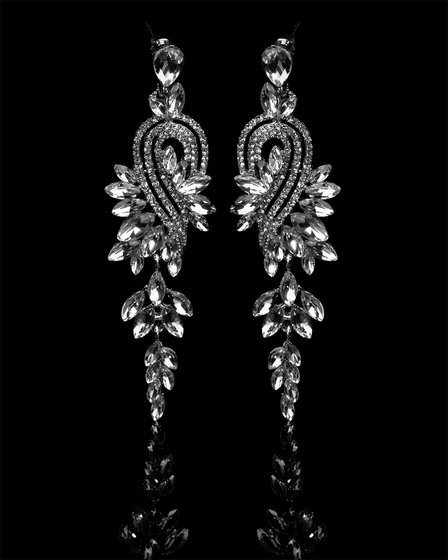 KOLCZYKI srebrne WISZĄCE kryształki ŚLUBNE długie