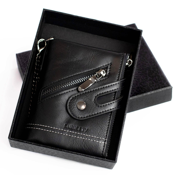 Alessio PORTFEL MĘSKI Block Kart RFID ŁAŃCUCH Pudełko PREZENTOWE