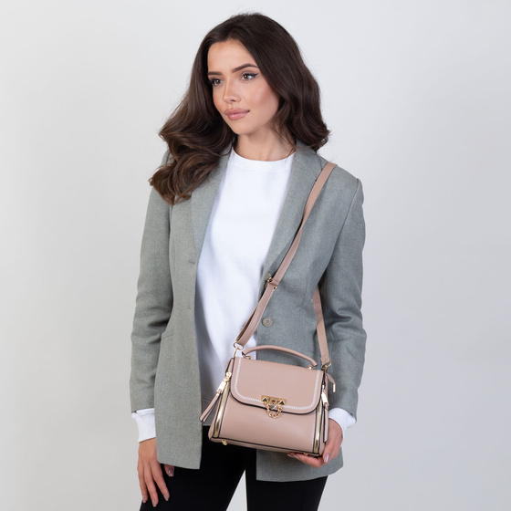 Alessio TOREBKA mała MIEJSKA kuferek DAMSKA LISTONOSZKA BRĄZ-MORELA