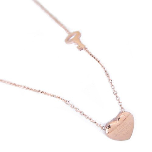 NASZYJNIK SERCE klucz STAL SZLACHETNA POZŁACANA