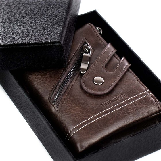 Alessio PORTFEL MĘSKI Block Kart RFID ŁAŃCUCH Pudełko PREZENTOWE