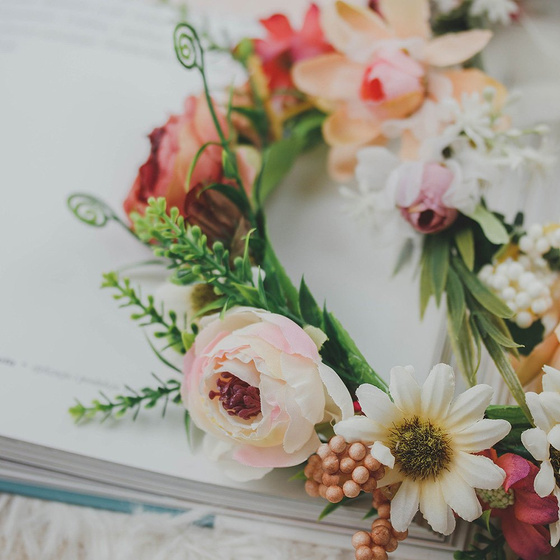 WIANEK na głowę BOHO kwiaty ŚLUBNY rustykalny