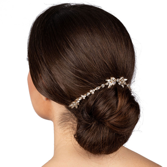 OZDOBA DO WŁOSÓW złota ŚLUBNA grzebyk cyrkonie