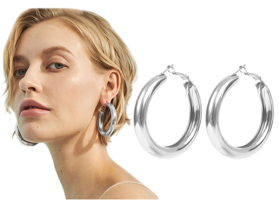 KOLCZYKI kółka GRUBE KOŁA srebrne KLASYCZNE