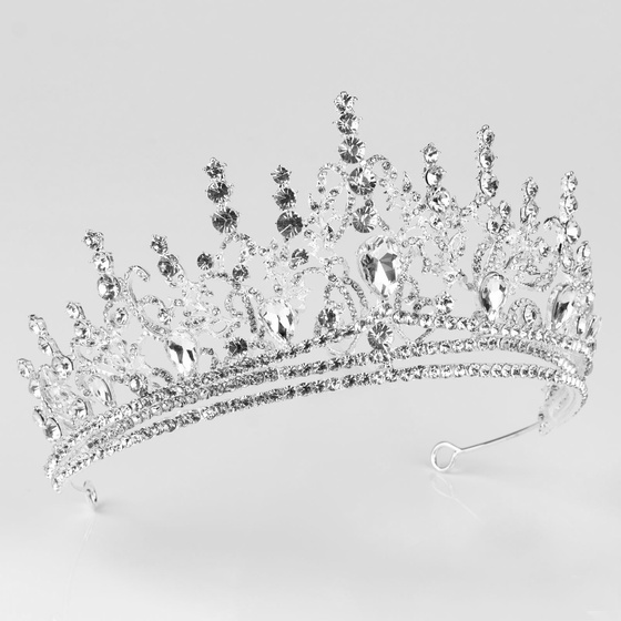 DIADEM Korona Tiara MISS GLOW ŚLUBNY srebrny cyrkonie KRYSZTAŁY