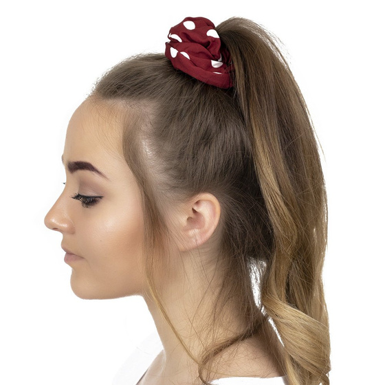 GUMKA do włosów frotka SCRUNCHIES kropki CZERWONA
