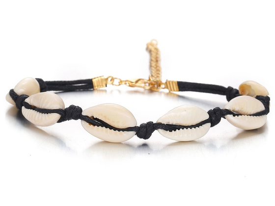 Bransoletka muszelki rzemyk złota MUSZLE SEASHELL