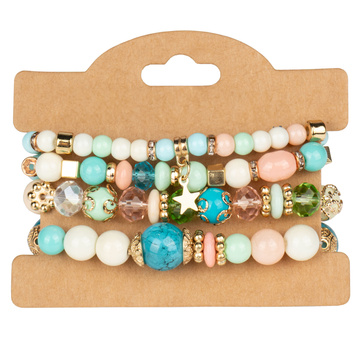 BRANSOLETKI damskie koraliki  ZESTAW 4 sztuki