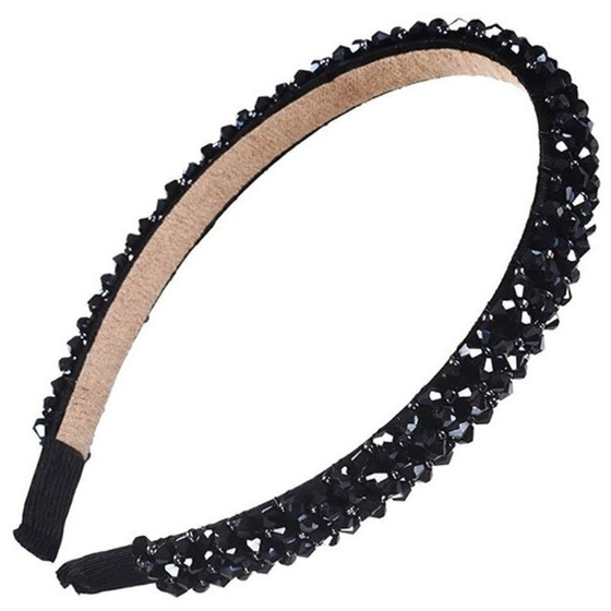 OPASKA DO WŁOSÓW wąska koraliki SZTYWNA elegancka błyszcząca
