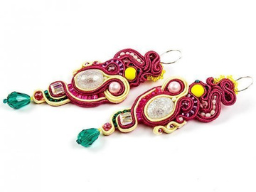 KOLCZYKI SUTASZ PARADISE długie RÓŻOWE