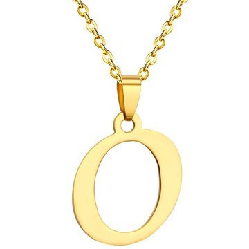 NASZYJNIK litera O STAL SZLACHETNA POZŁACANA