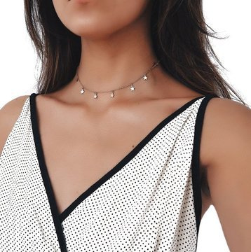 CHOKER naszyjnik GWIAZDKI delikatny SREBRNY