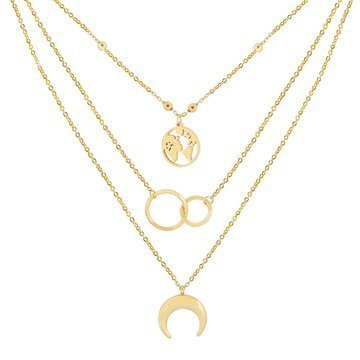 Naszyjnik zestaw STAL SZLACHETNA POZŁACANA planeta