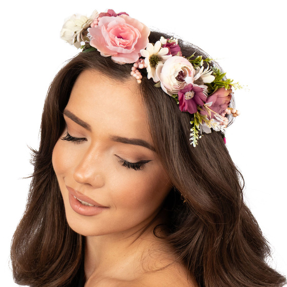 WIANEK na głowę BOHO kwiaty ŚLUBNY rustykalny