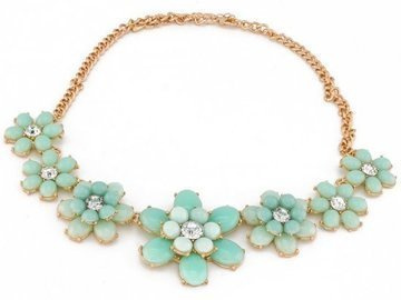 NASZYJNIK kolia JASNY MIĘTOWY kwiaty FLOWER