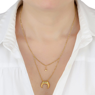 NASZYJNIK podwójny STAL SZLACHETNA POZŁACANA