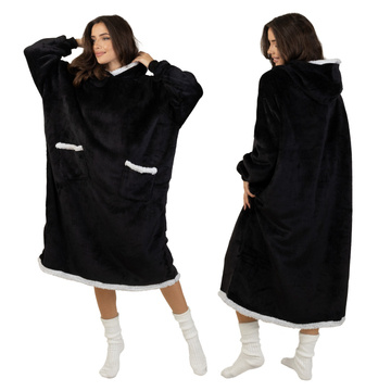 KOCOBLUZA KOC BLUZA CIEPŁA 2w1 GRUBA XXL FUTRZAK POLAR z kapturem OVERSIZE