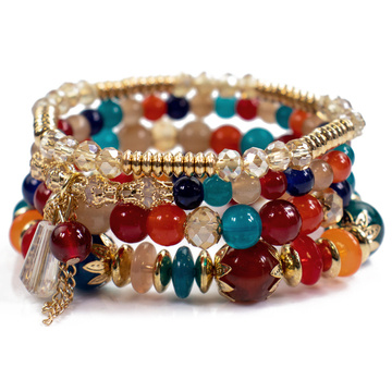 ZESTAW BRANSOLETEK elegancki koraliki KRYSZTAŁKI