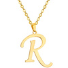 NASZYJNIK litera R STAL SZLACHETNA POZŁACANA