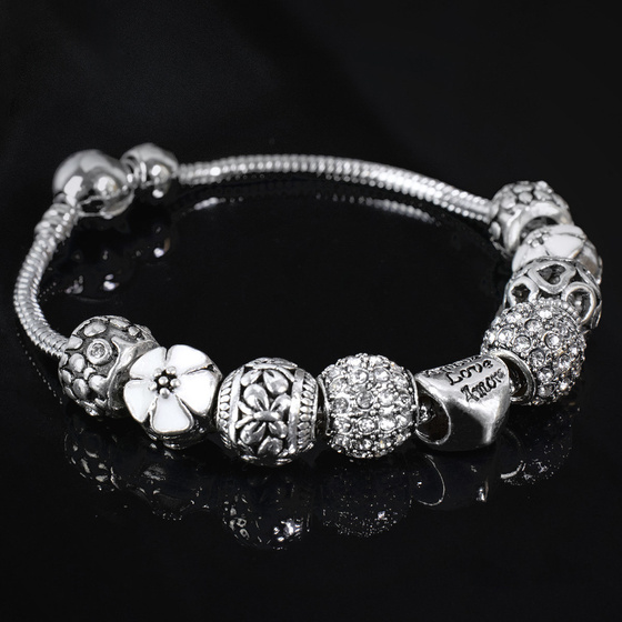 Bransoletka damska SREBRNA modułowa LOVE CHARMS