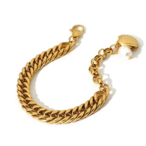 Bransoletka muszelka STAL SZLACHETNA POZŁACANA