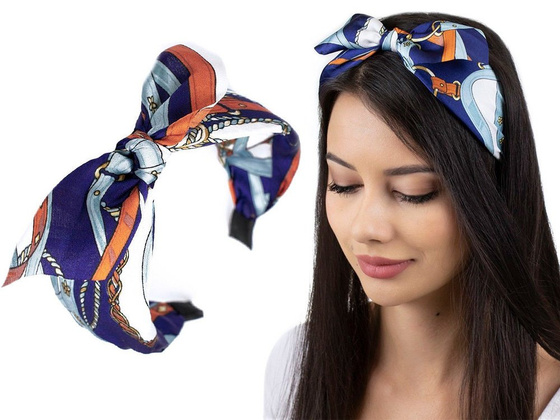 OPASKA DO WŁOSÓW szeroka NIEBIESKA KOKARDA pin up