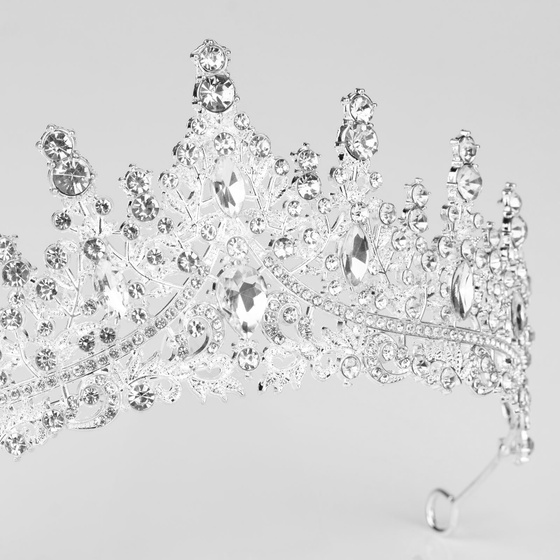 DIADEM Korona Tiara MISS GLOW ŚLUBNY srebrny cyrkonie KRYSZTAŁY