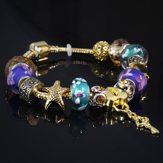 BRANSOLETKA damska gold MODUŁOWA charms