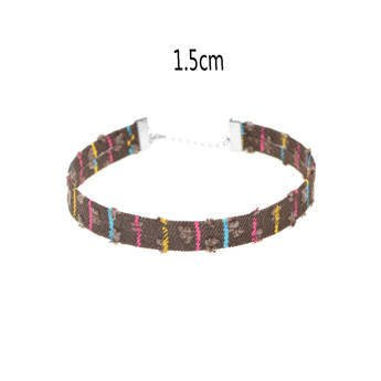 CHOKER wąski BRĄZOWY z kolorowymi wstawkami